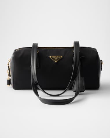 Prada Re-Nylon and Leather Medium Top-Handle Bag with Padlock