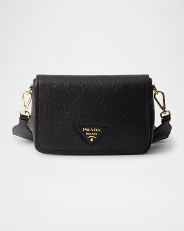 Prada Grained Leather Flap Shoulder Bag
