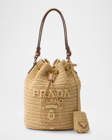 Prada Crochet and Leather Mini Bucket Bag