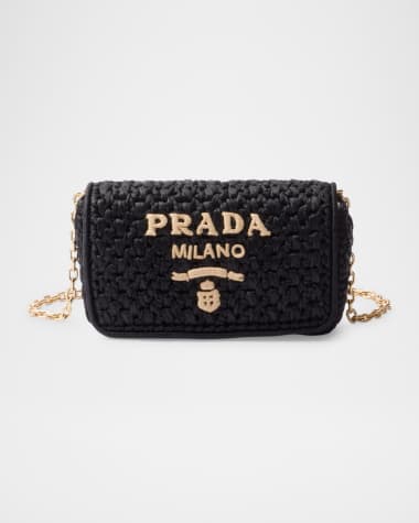 Prada Crochet Faux Raffia Shoulder Bag