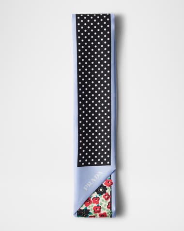 Prada Printed Silk Twill Skinny Scarf