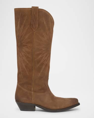 Golden Goose Wish Star Embroidered Suede Western Boots