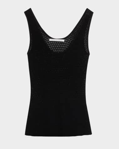 MARIA MCMANUS Scoop-Neck Lace Knit Bodysuit