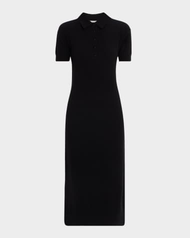 MARIA MCMANUS Short-Sleeve Cashmere Knit Midi Polo Dress