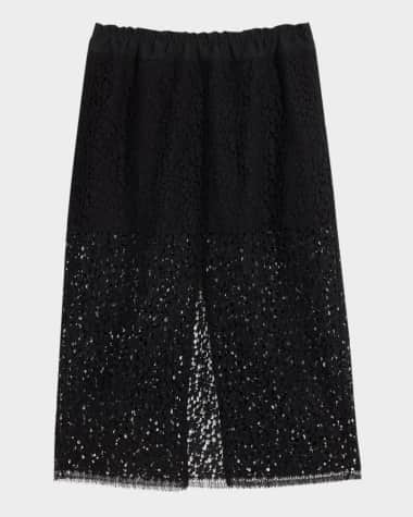 MARIA MCMANUS Lace Ruched Midi Skirt