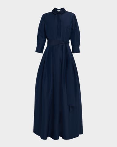 SIMKHAI Julip Pleated Tie-Waist Gown
