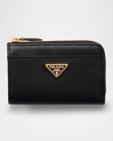 Prada Triangle Logo Saffiano Leather Zip Card Case