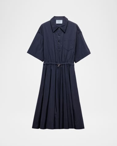 Prada Drawstring Pleated Midi Dress