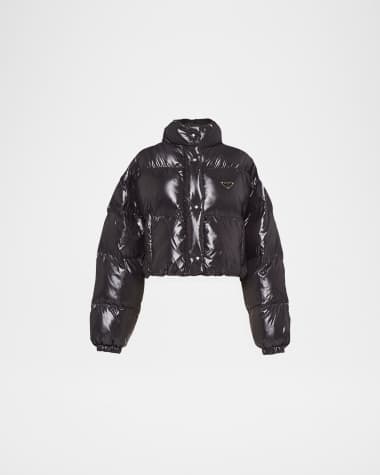 Prada Crop Drawstring Nylon Down Jacket