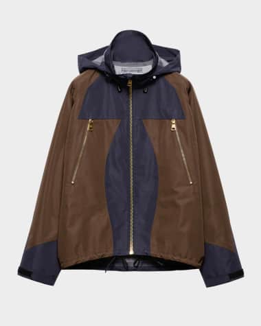 Prada Colorblock Technical Fabric Hooded Blouson Jacket
