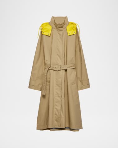 Prada Hooded Technical Poplin Raincoat