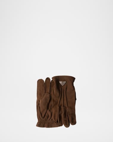 Prada Men's Suede Cashmere-Lined Gloves