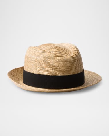 Prada Straw Crochet Fedora Hat