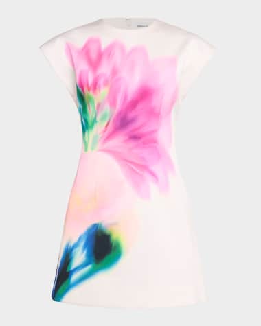 REBECCA VALLANCE Dahlia Blossom Cap-Sleeve Mini Dress