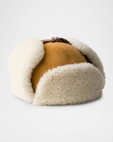 Prada Men's Lamb Shearling Trapper Hat