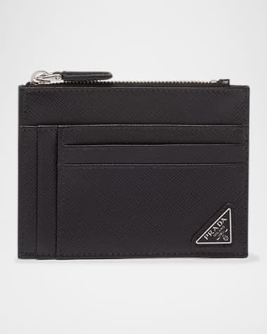 Prada Men's Saffiano Leather Zip Card Holder
