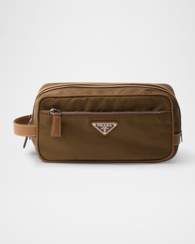 Prada Men's Re-Nylon and Leather Pouch with Handle