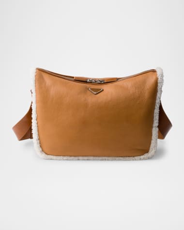 Prada Men's Lamb Shearling Shoulder Bag