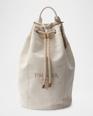 Prada Men's Linen-Blend Drawstring Duffel Bag