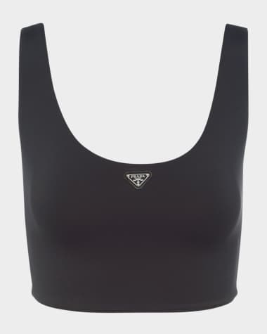 Prada Triangle Stretch Jersey Crop Tank Top