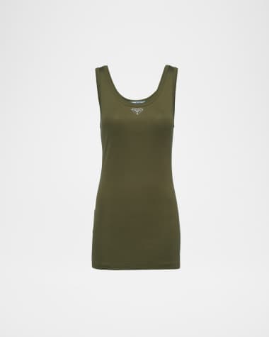 Prada Metal Logo Ribbed Jersey Tank Top