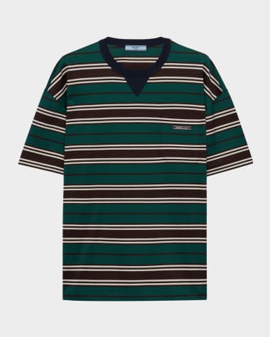 Prada Striped Lisle Cotton Oversized T-Shirt