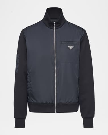 Prada Men's Stand-Collar Re-Nylon Fleece Jacket