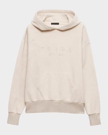 Prada Men's Faded Logo-Print Cotton Fleece Hoodie