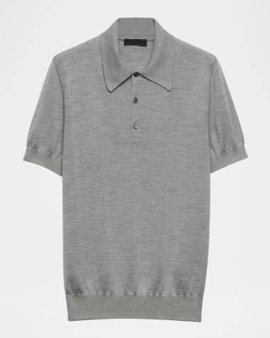 Prada Men's Cashmere and Silk Knit Short-Sleeve Polo Sweater