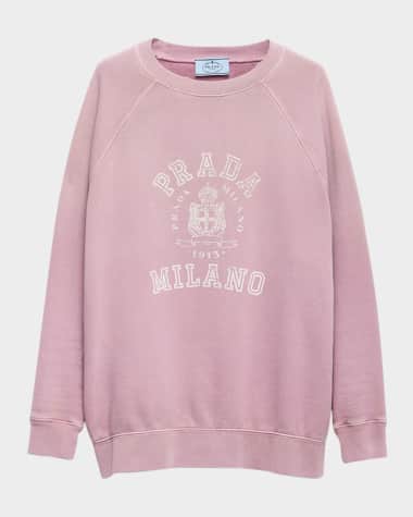 Prada Logo-Print Cotton Crewneck Sweatshirt