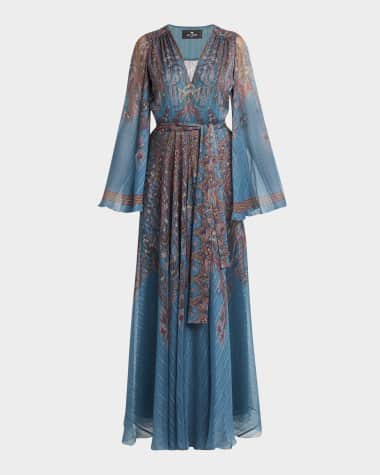 Etro Floral Paisley Silk Boho Gown