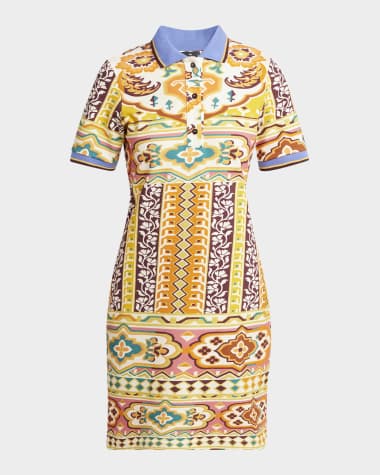 Etro Tapestry Short-Sleeve Mini Polo Dress