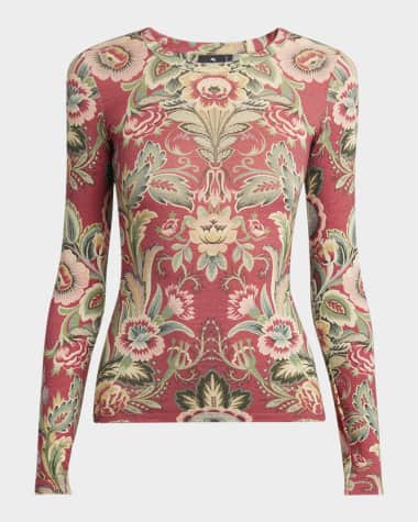 Etro Floral Jersey Long-Sleeve T-Shirt