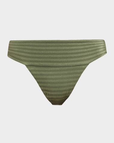 PQ Swim Striped Banded High-Waist Bikini Bottoms