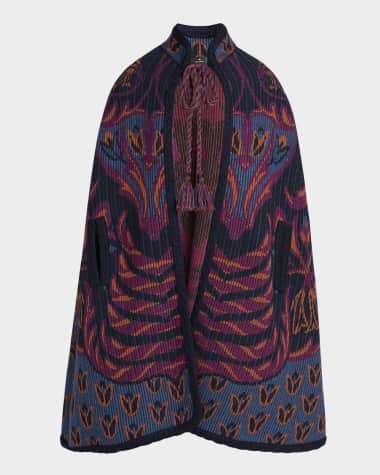 Etro Jacquard Knit Cape Coat