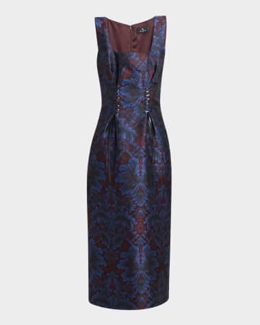 Etro Floral Jacquard Laced Midi Dress