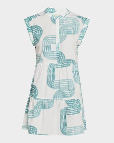 Marie Oliver Lachlan Tiered Geometric-Print Mini Dress