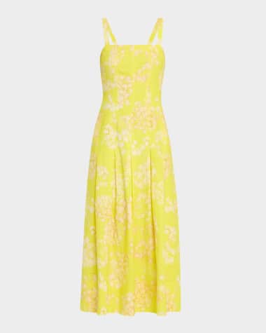 Marie Oliver Dixon Pleated Floral-Print Midi Dress
