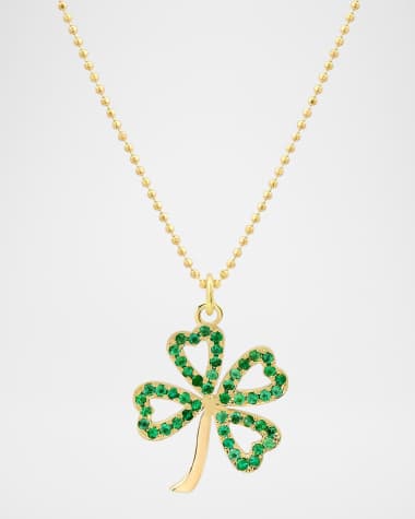 Jennifer Meyer 14K Yellow Gold Emerald Open Clover Pendant Necklace