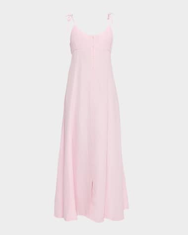 Rosie Assoulin High Garden Sleeveless Button-Front Maxi Dress