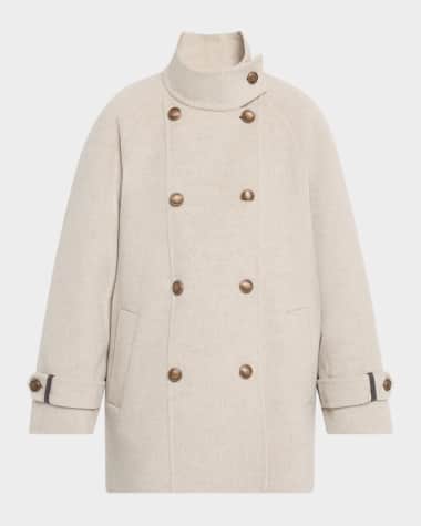 Brunello Cucinelli Melton Wool-Cashmere Double-Breasted Coat