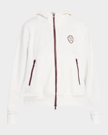 Brunello Cucinelli Logo Crest Piquet Fleece Hooded Jacket