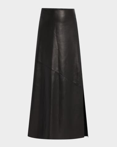 Brunello Cucinelli Fluid Glove Leather Pencil Ankle Skirt