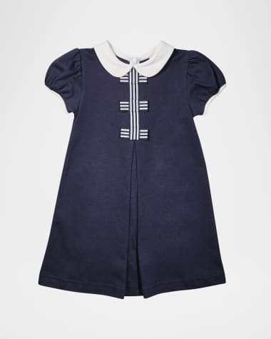 Florence Eiseman Girl's Knit Dress with Stripe Ribbon Bows, Size 2-6