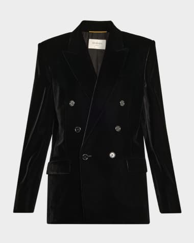 Saint Laurent Velvet Double-Breasted Blazer