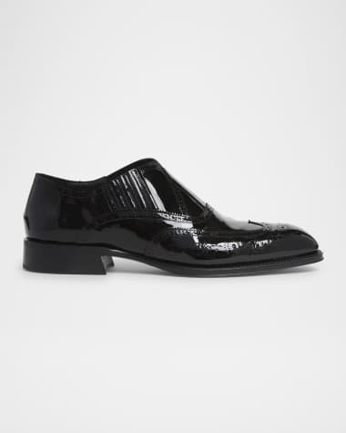 McQueen Men's Patent Wingtip Brogue Loafers