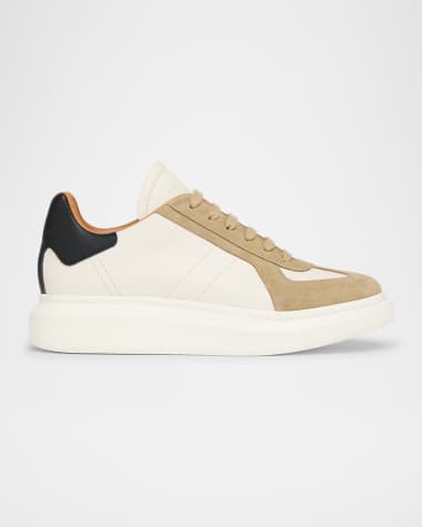McQueen Men's Oversized Leather and Suede T-Toe Sneakers