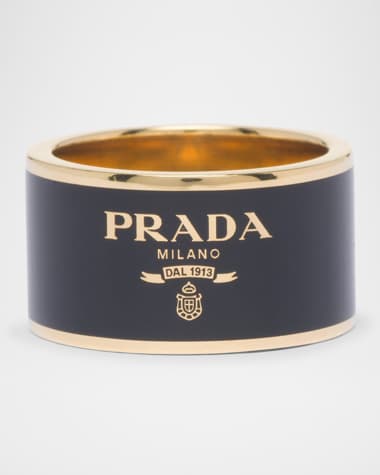 Prada Logo Enamel Brass Cigar Band Ring
