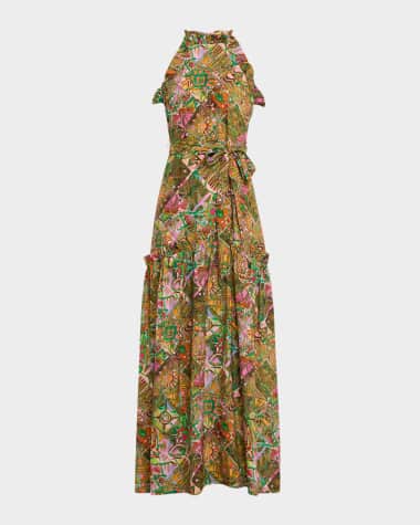 Marie Oliver Tahiti Keenan Ruffle-Trim Maxi Dress
