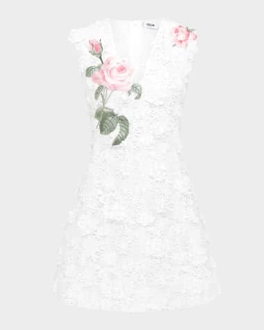 LEO LIN Briana Floral Applique Lace Mini Dress